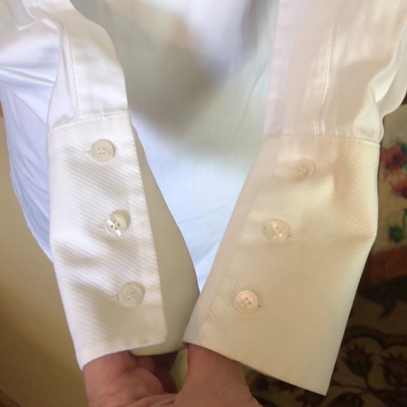 STELLA  MCCARTNEY Size 38 EU White Buttondown Blouse Honeycomb Collar/Cuff $585 - Picture 12 of 16